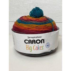 Caron Big Cakes Yarnspirations Toffee Brickle 603 Yards Medium 4 Red Gold Blue